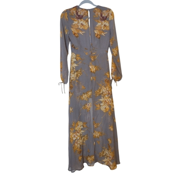 NWT Lulu's Taupe Floral Maxi Romper Dress Size Small - Picture 4 of 5